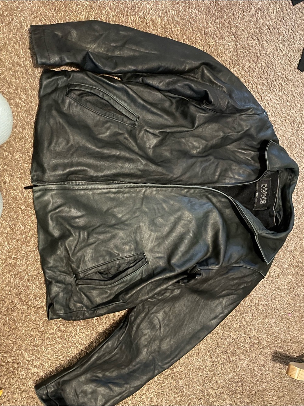 Wilsons Leather Black Men's Leather Bomber Jacket